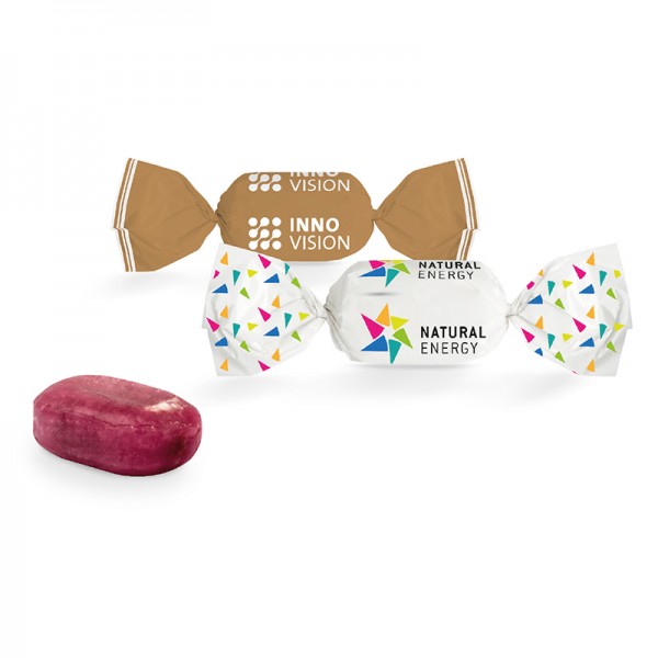 Bonbon im weißen Wickler, gefüllt, Sahne Nuss