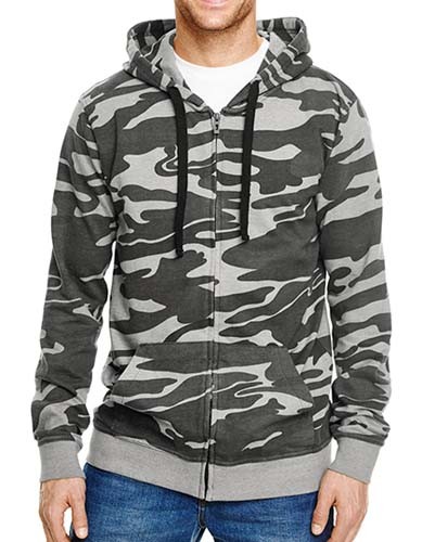 BU8615 Full Zip Camo Hooded_Black-Camo