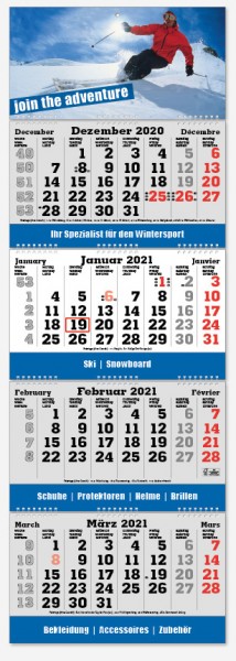 FOLD-4 | flatbarer 4-Monats-Kalender | deutsch-mehrsprachig