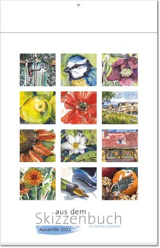 Bildkalender deutsch AUS DEM SKIZZENBUCH mit Klappfälzel