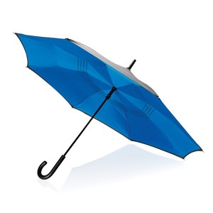 Umgekehrter manueller 23” Regenschirm blau