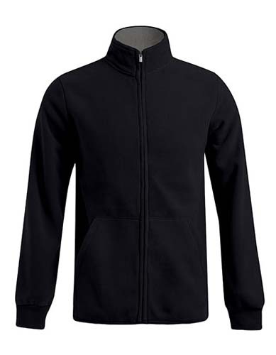 Men`s Double Fleece Jacket_Black_Light-Grey-Solid