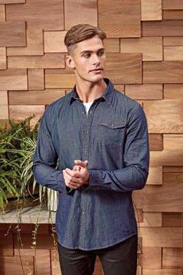 Men`s Jeans Stitch Denim Shirt