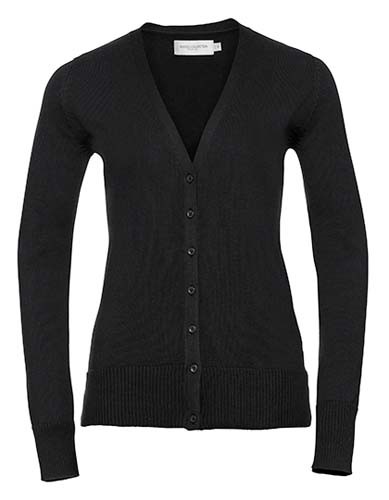  Ladies` V-Neck Knitted Cardigan_Black