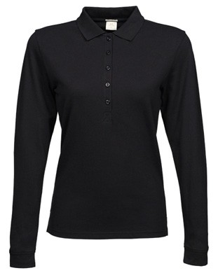 Stretch Long Sleeve Polo Black
