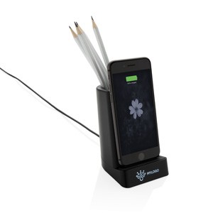 Laden QI-fähiges Smartphone mit dem Schreibtisch-Accessoire