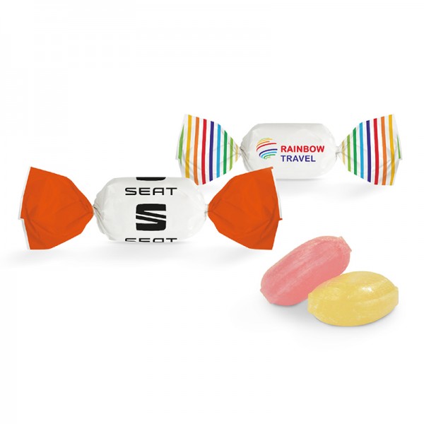 Bonbon im weißen Wickler, ungefüllt, Fruchtmix