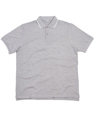 Tipped Polo Heather-Grey-Melange_White
