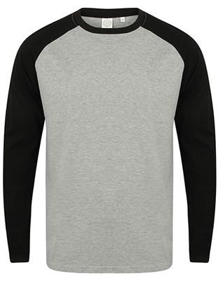 Long Sleeved Baseball T Heather-Grey_Black
