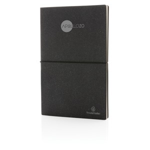 A5 Notizbuch aus recyceltem Leder schwarz