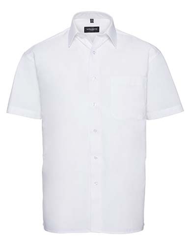 Men`s Short Sleeve Classic Pure Cotton Poplin Shirt_White