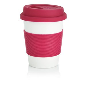 ECO PLA Kaffeebecher weiß/ d. rot