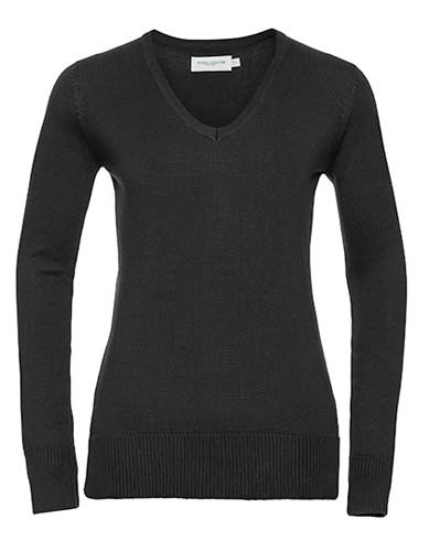 Ladies` V-Neck Knitted Pullover_Black
