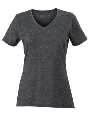 Ladies` Heather T-Shirt Black-Melange
