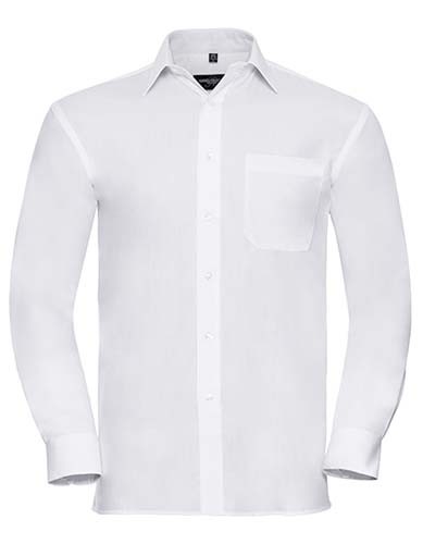 Men`s Long Sleeve Classic Pure Cotton Poplin Shirt_White