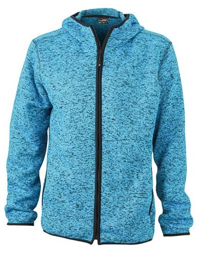  Men`s Knitted Fleece Hoody_Blue-Melange_Black