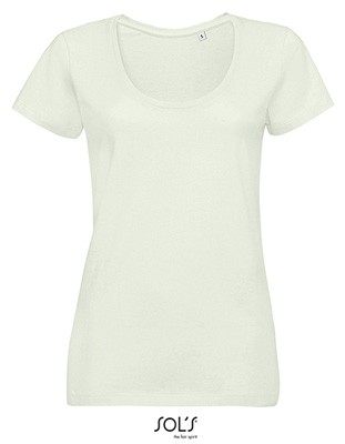 Women`s  Neck T-Shirt Creamy-Green