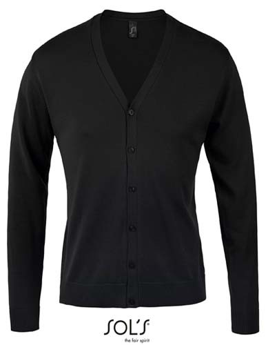 Golden Men V-Neck Knitted Cardigan_Black