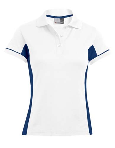 E4525 Women`s Function Contrast Polo_White_Indigo