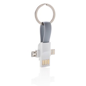 3-in-1 Kabel für den Schlüsselring grau