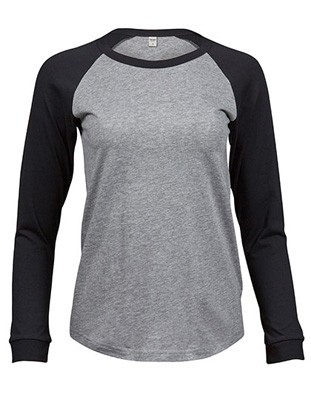 Womens Baseball Tee Heather_Black