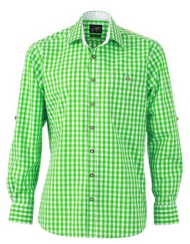 Men`s Traditional Shirt_Green_White