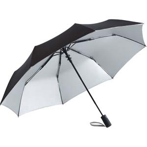 Fa-5529 Mini-Taschenschirm schwarz-silber-innen