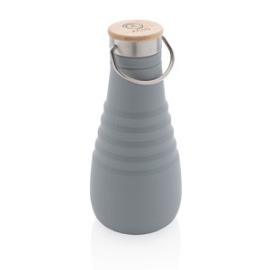 Auslaufsichere, faltbare Silikonflasche grau