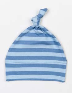 Baby Stripy One Knot Hat_Antique-Blue_Dusty-Blue