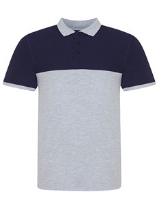 Colour Block Polo Heather-Grey_Oxford-Navy