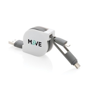 3-in-1 ausziehbares Kabel weiß-Schwarz