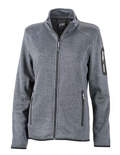 JN761 Ladies` Knitted Fleece Jacket_Dark-Grey-Melange_Silver