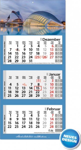 Style-3 | flatbarer 3-Monats-Kalender