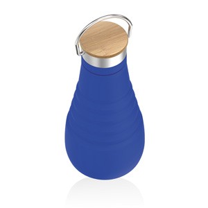 Auslaufsichere, faltbare Silikonflasche blau