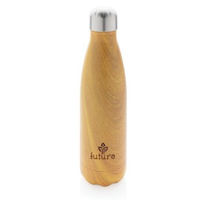 Stainless Steel Flasche mit Holzoptik