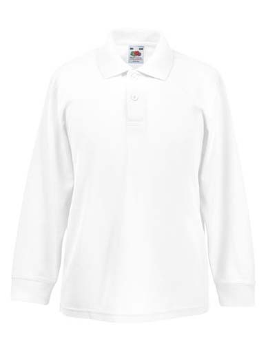 Kids Long Sleeve 65/35 Polo_White