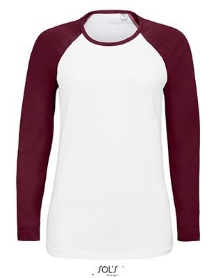 Women`s Long Sleeve T-Shirt White_Burgundy