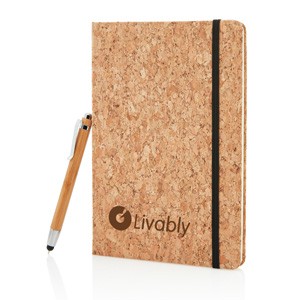 Kork A5 Notizbuch mit Bambus Stift