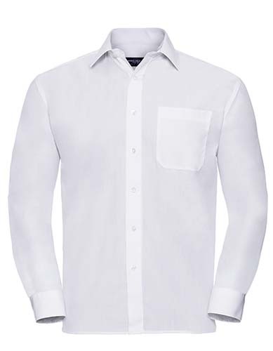  Men`s Long Sleeve Classic Polycotton Poplin Shirt_White