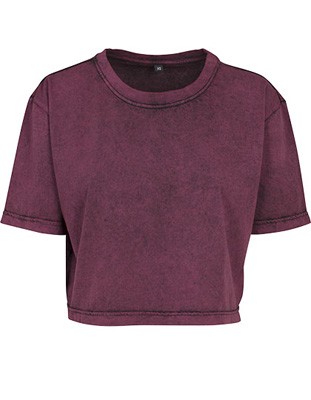 Damen T-Shirt Cropped & Bodys Berry-Black