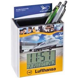 Stiftehalter mit digitaler Uhr und Temperaturanzeige