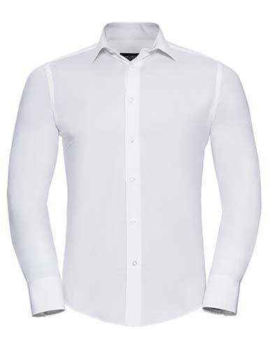 Men`s Long Sleeve Fitted Stretch Shirt_White