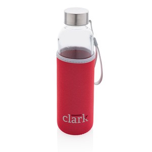 Glasflasche mit Neopren-Sleeve rot