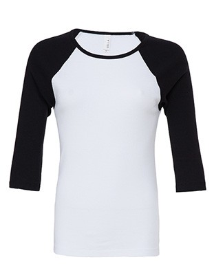 3/4-Sleeve Contrast Raglan T-Shirt White_Black