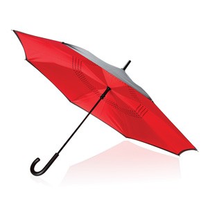 Umgekehrter manueller 23” Regenschirm rot
