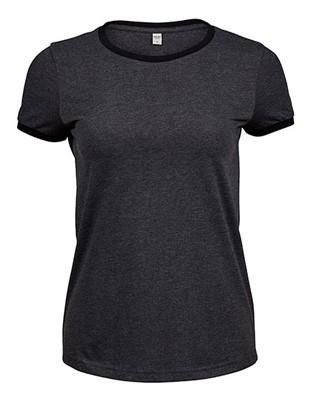 Womens Ringer Tee Black-Melange_Black