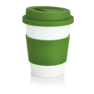 ECO PLA Kaffeebecher weiß/grün