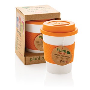 ECO PLA Kaffeebecher weiß/orange