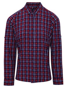 Damen Langarm Baumwollhemd Red