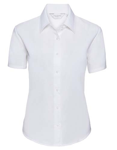 Ladies` Short Sleeve Classic Oxford Shirt_White